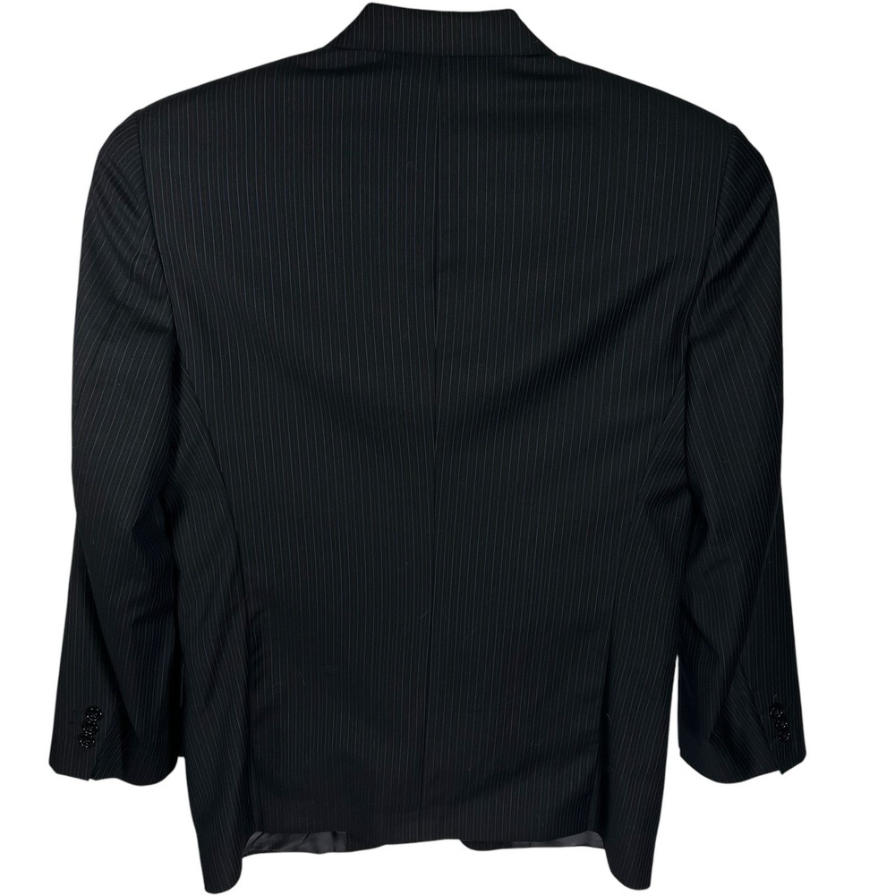Tallia Sartoria Loro Piana Men 44L Wool Black Pinstripe Blazer Sport Coat Jacket - Picture 2 of 8